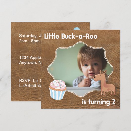 Little Buckaroo Second Birthday Afbeelding Kaart (Voorkant / Achterkant)