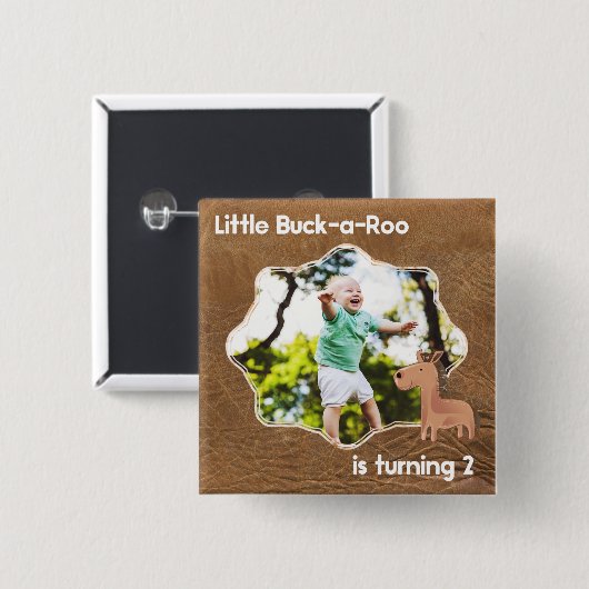 Little Buckaroo Second Birthday Afbeelding Vierkante Button 5,1 Cm (Voorkant /achterkant)
