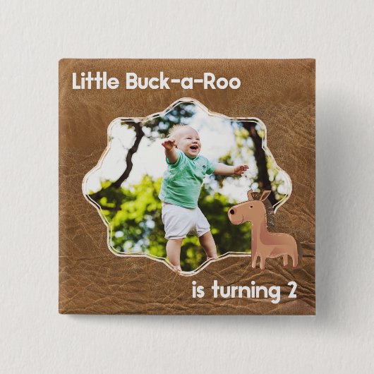 Little Buckaroo Second Birthday Afbeelding Vierkante Button 5,1 Cm (Voorkant)