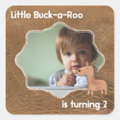 Little Buckaroo Second Birthday Afbeelding Vierkante Sticker (Voorkant)