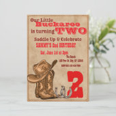 Little Buckaroo Two, Western 2nd Birthday Kaart (Staand voorkant)