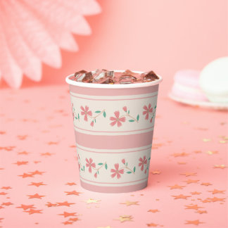 Little Bud Bloemige Hand Lettering Baby Shower Bor Papieren Bekers
