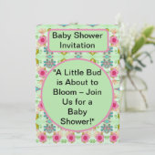Little Bud is Blooming: Baby shower Kaart (Staand voorkant)