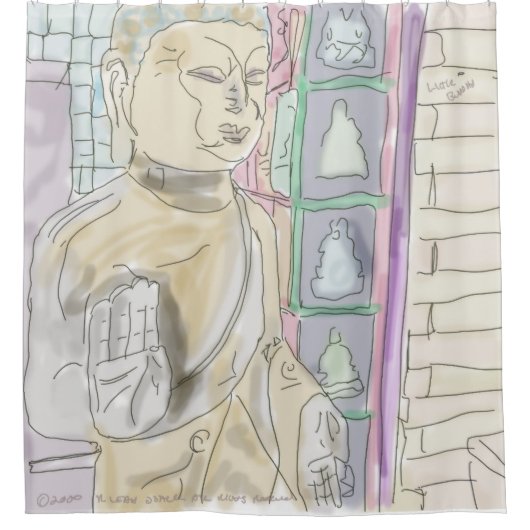 Little Buddha Douchegordijn van R. Leah OShell (Voorkant)