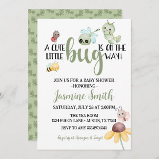 Little Bug Baby shower Insect Caterpillar Kaart
