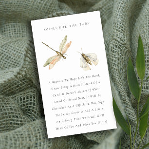 Little Bug Blue Dragonfly Books for Baby shower Informatiekaartje