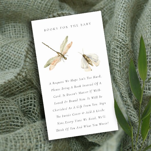 Little Bug Blue Dragonfly Books for Baby shower Informatiekaartje