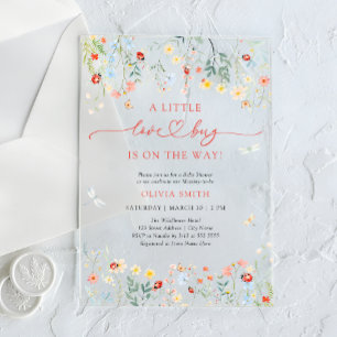 Little Bug Garden Blush Roze Baby Shower Acryl Uitnodigingen