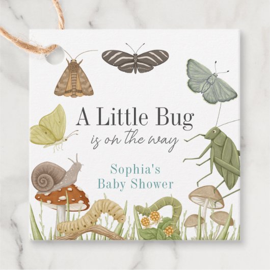 Little Bug Insects Mushroom Boy Baby shower Bedankjes Labels (Voorkant)