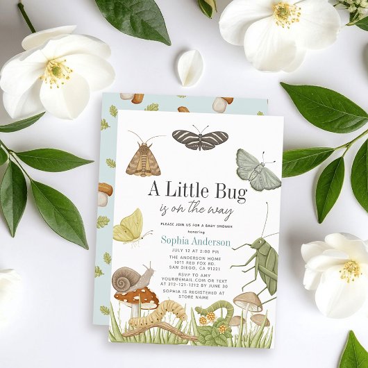 Little Bug Insects Mushroom Boy Baby shower Kaart