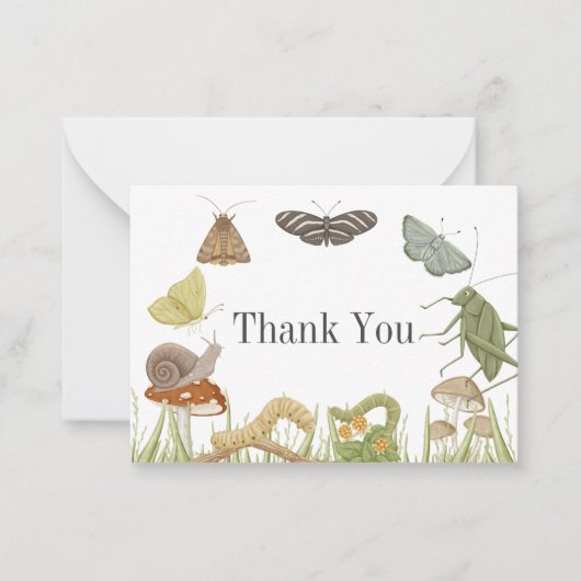 Little Bug Insects Mushroom Boy Baby shower Notitiekaartje (Voorkant)