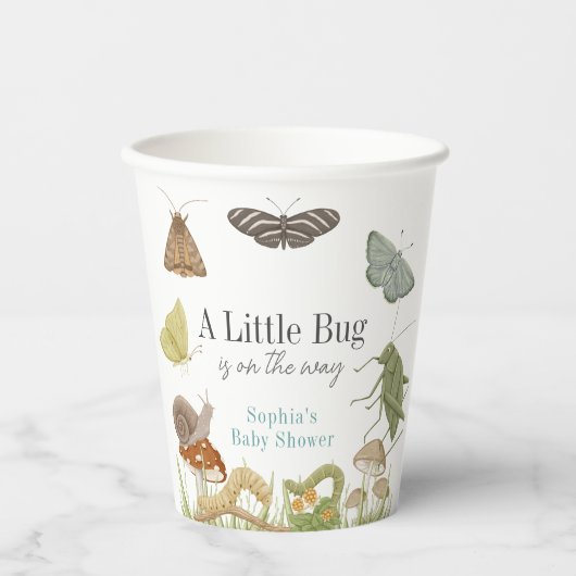 Little Bug Insects Mushroom Boy Baby Shower Papieren Bekers (Voorkant)