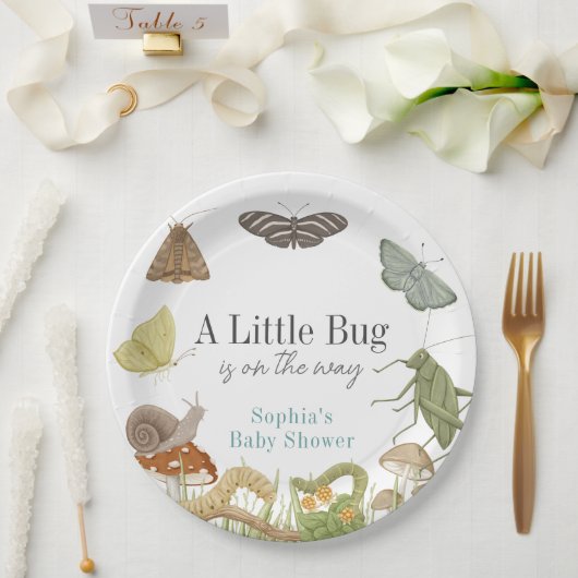 Little Bug Insects Mushroom Boy Baby Shower Papieren Bordje (Huwelijk)