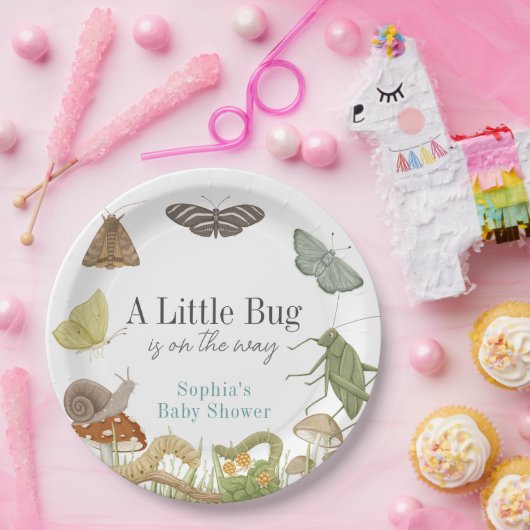 Little Bug Insects Mushroom Boy Baby Shower Papieren Bordje (Feest)