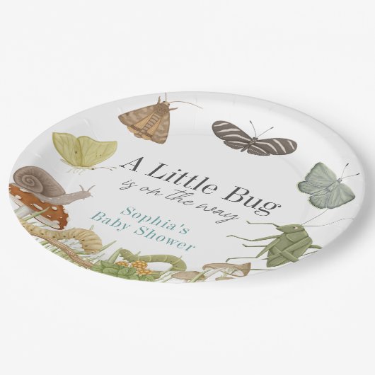 Little Bug Insects Mushroom Boy Baby Shower Papieren Bordje (Gekanteld)