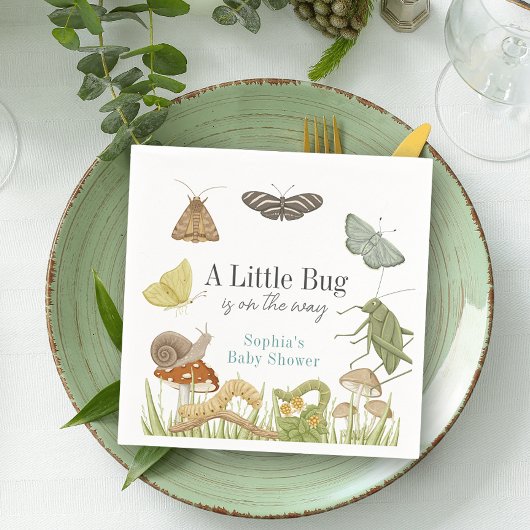 Little Bug Insects Mushroom Boy Baby Shower Servet