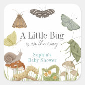 Little Bug Insects Mushroom Boy Baby Shower Vierkante Sticker (Voorkant)