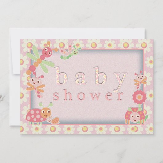 Little Bugs Baby Shower Uitnodigingen Roze (Voorkant)