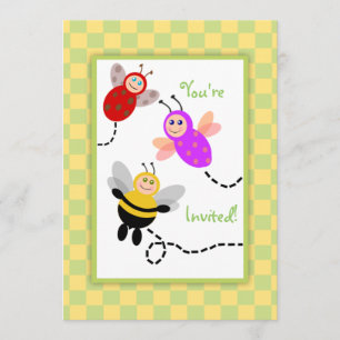 Little Bugs Ladybug, Bumble Bee, Butterfly Party Kaart