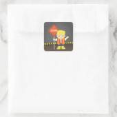 Little Builder Boy Bouw Thema Vierkante Sticker (Tas)