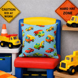 Little Builder Colorful Cars & Construction Trucks Kussen<br><div class="desc">Little Builder Colorful Cars & Construction Trucks Throw Pillow 🛠️Add a playful pop to your child’s space with this vibrant throw pillow featuring cartoon-style construction trucks, race cars, and colorful vehicles on a cheerful blue checkered background. Perfect for boys’ bedrooms, playrooms, or transportation-themed nurseries, this pillow brings fun and energy...</div>