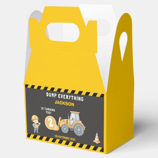 "Little Builder– Construction Truck 2nd Birthday Bedankdoosjes (Geopend)