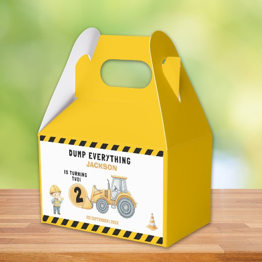"Little Builder– Construction Truck 2nd Birthday Bedankdoosjes