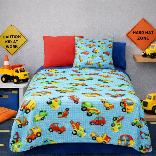 Little Builder Kleurrijke Auto's & Bouwtrucks Fleece Deken