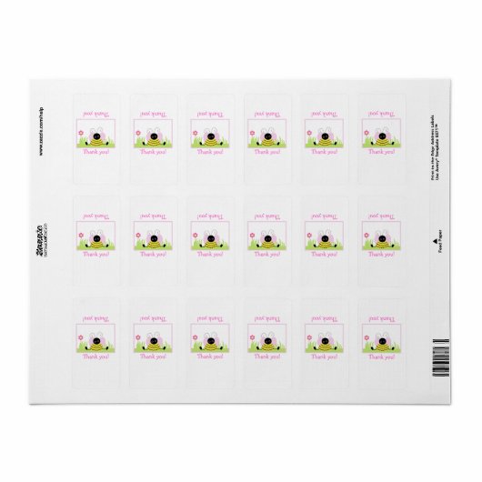 Little Bumble Bee Hershey Mini Wrapper Sjabloon Etiket (Full Sheet)