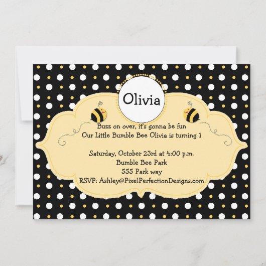 Little Bumble Bee Invite Kaart (Voorkant)