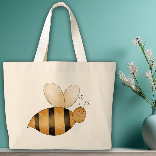 Little Bumble Bee Schattigee grillige Cartoon Grote Tote Bag