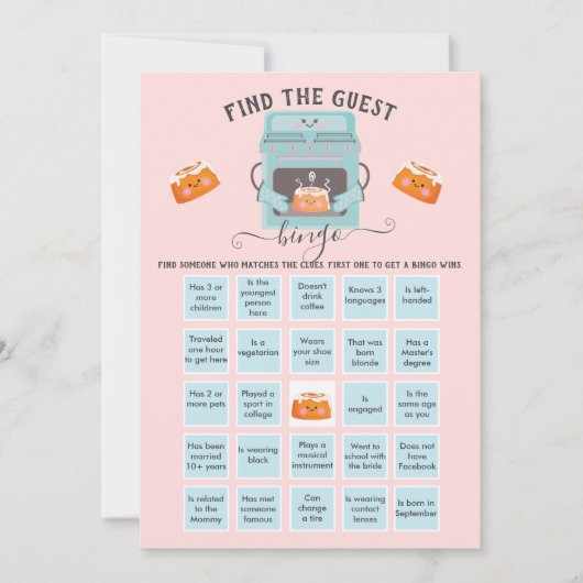 Little Bun in de Oven Vind de Gast BINGO Kaart (Voorkant)