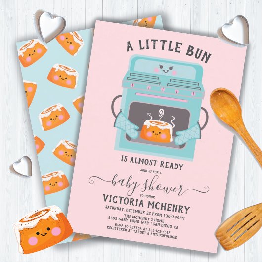 Little Bun in Oven boy of girl baby shower Inv Kaart