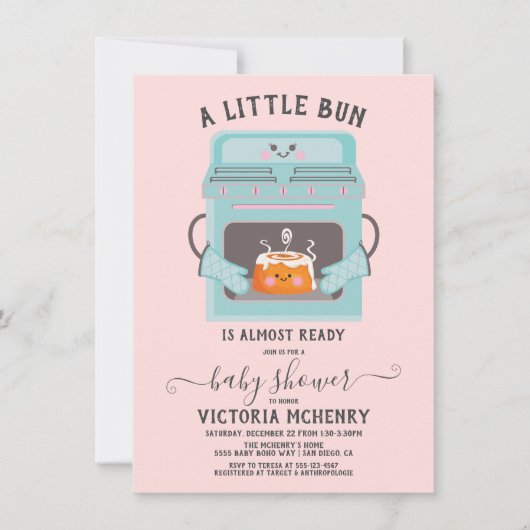 Little Bun in Oven boy of girl baby shower Inv Kaart (Voorkant)