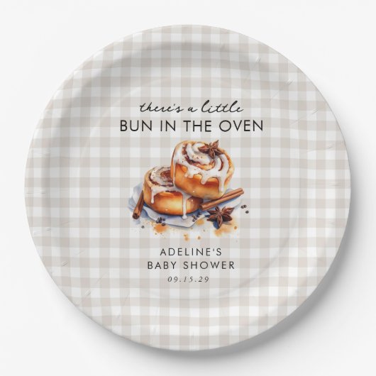 Little Bun in the Oven Baby Shower  Papieren Bordje (Voorkant)