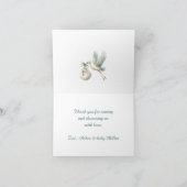 Little Bundle Blue  Ooievaar Baby shower Bedankkaart (Binnen)