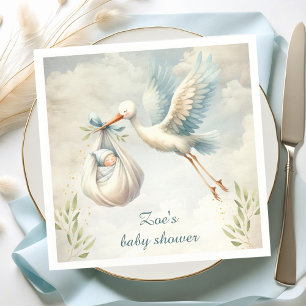 Little Bundle Blue  Ooievaar Baby shower Servet