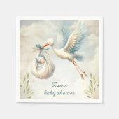 Little Bundle Blue  Ooievaar Baby shower Servet (Voorkant)