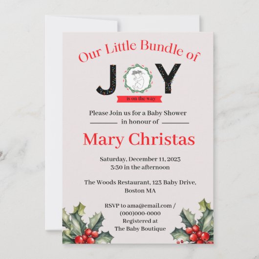 Little Bundle of Joy Baby shower Invitation Kaart (Voorkant)