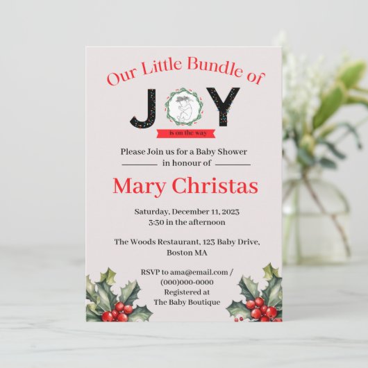 Little Bundle of Joy Baby shower Invitation Kaart (Staand voorkant)