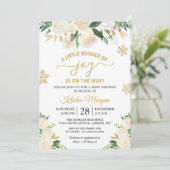 Little Bundle of Joy Gold Floral Baby shower Kaart (Staand voorkant)