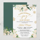 Little Bundle of Joy Gold Floral Baby shower Kaart (Voorkant / Achterkant)