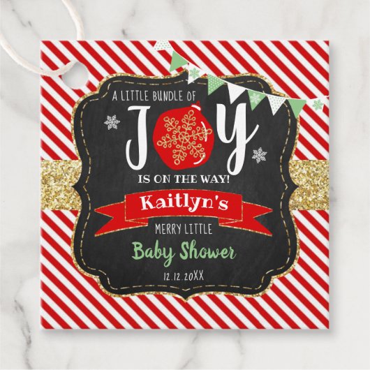 "Little Bundle of Joy" kerstBaby shower Bedankjes Labels (Voorkant)