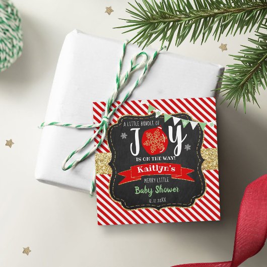 "Little Bundle of Joy" kerstBaby shower Bedankjes Labels