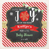 "Little Bundle of Joy" kerstBaby shower Kartonnen Onderzetters (Voorkant)