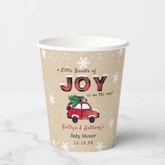 Little Bundle of Joy | KerstBaby shower Papieren Bekers (Achterkant)