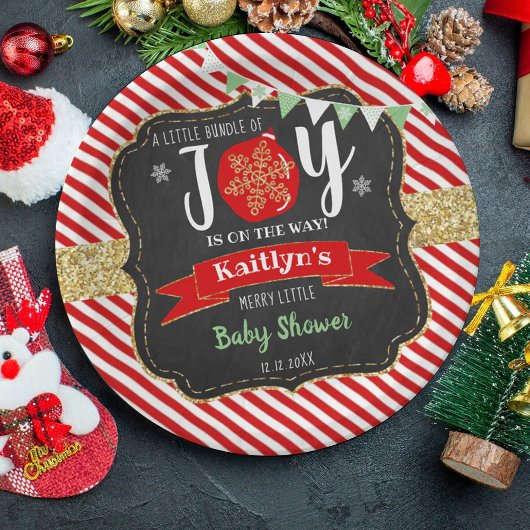 "Little Bundle of Joy" kerstBaby shower Papieren Bordje