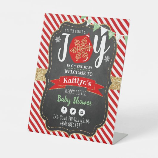 "Little Bundle of Joy" kerstBaby shower Reclamebord Met Voetstuk (Voorkant)