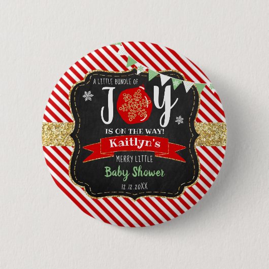 "Little Bundle of Joy" kerstBaby shower Ronde Button 5,7 Cm (Voorkant)