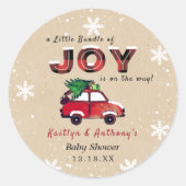 Little Bundle of Joy | KerstBaby shower Ronde Sticker (Voorkant)
